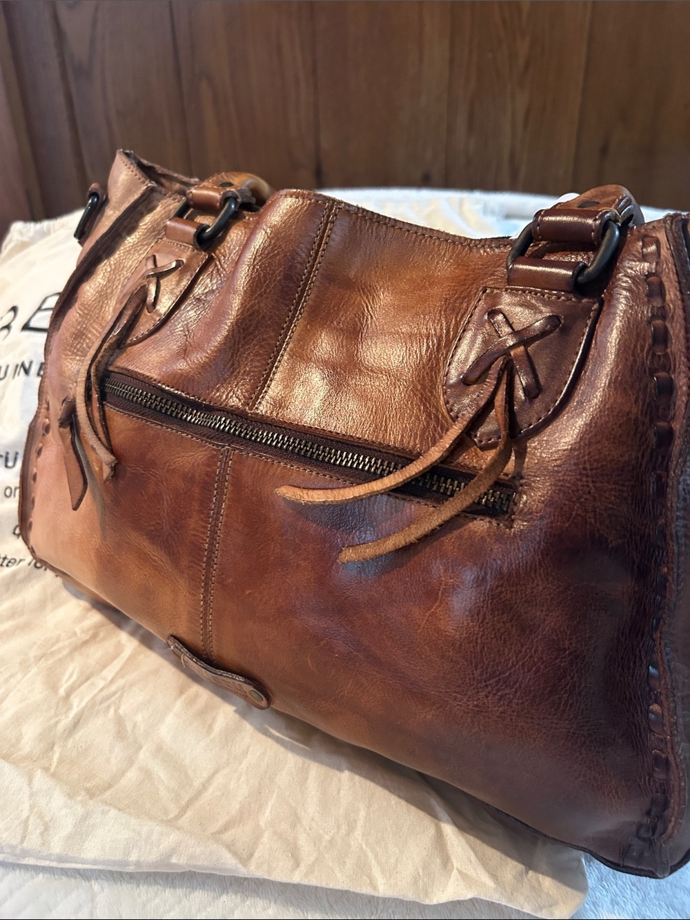 NWT BED|STU Rockababy Cafe Latte Leather Tote Purse Bohemian Western Casual